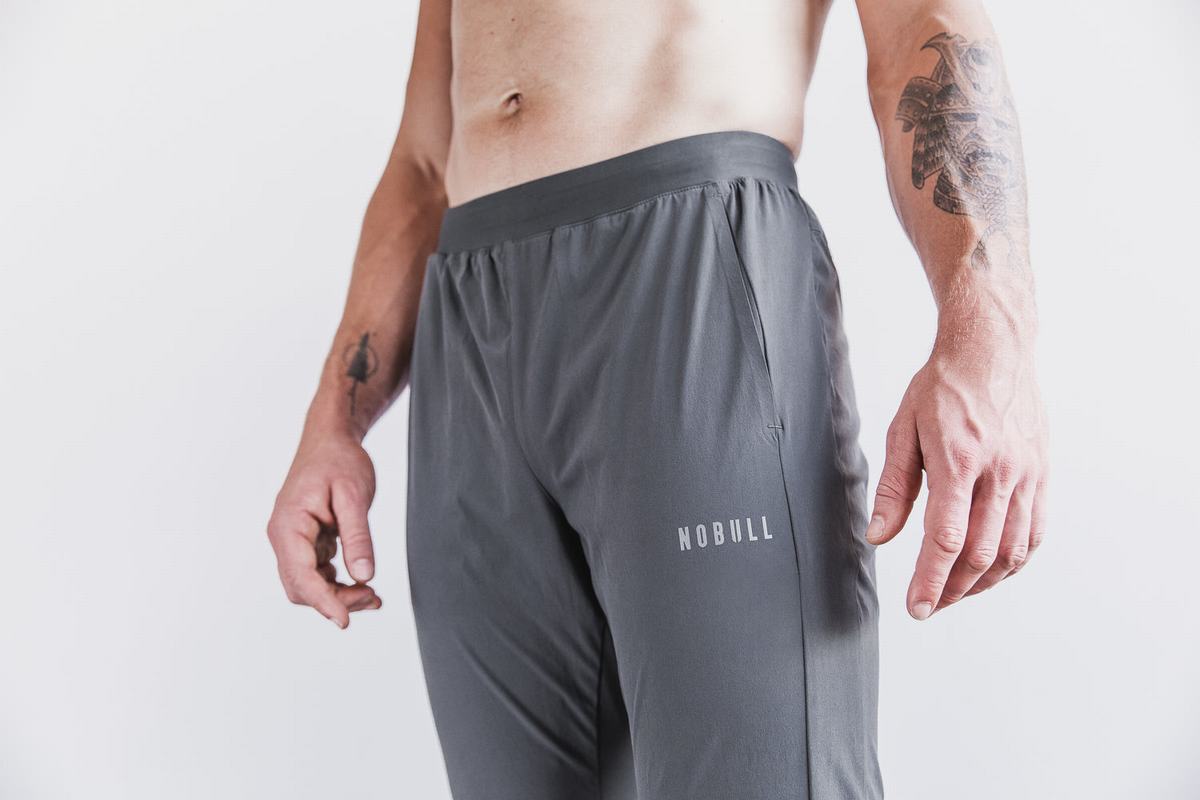 Nobull Lightweight Woven Men's Joggers Dark Grey | Australia (ZE3417)